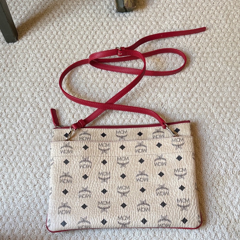 MCM Visetos original logo medium slim pouch crossbody